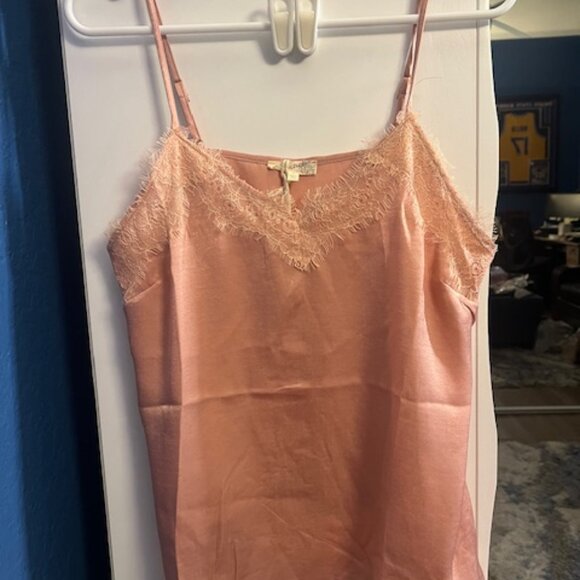 NWT Women’s Camisole Set Satin Lace Cami Short Set Coral Pink Summer Sleepwear - Picture 5 of 12